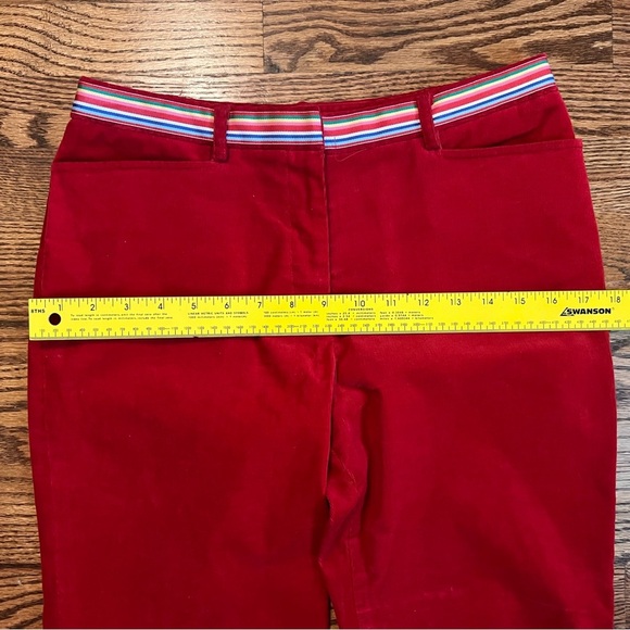 Lilly Pulitzer Red Corduroy Velour Pants with Rainbow Waistband Accent Size 4 - Picture 3 of 7